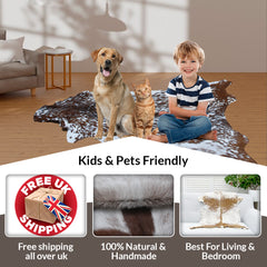 Luxury Brown & White Goat Skin Rug - Premium Handcrafted Hide Rug for Home Decor - Celestial Leather Limited