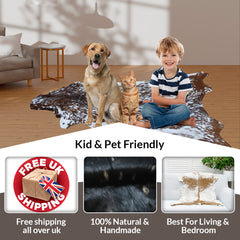 Stylish Dark Brown Goat Hide Rug - Perfect Accent for Contemporary Homes