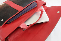 Stylish Cowhide Laptop Portfolio With Unique Animal Print and Detachable Shoulder Strap for Business and Travel - Handcrafted Quality at