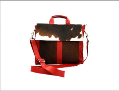 Stylish Cowhide Laptop Portfolio With Unique Animal Print and Detachable Shoulder Strap for Business and Travel - Handcrafted Quality at