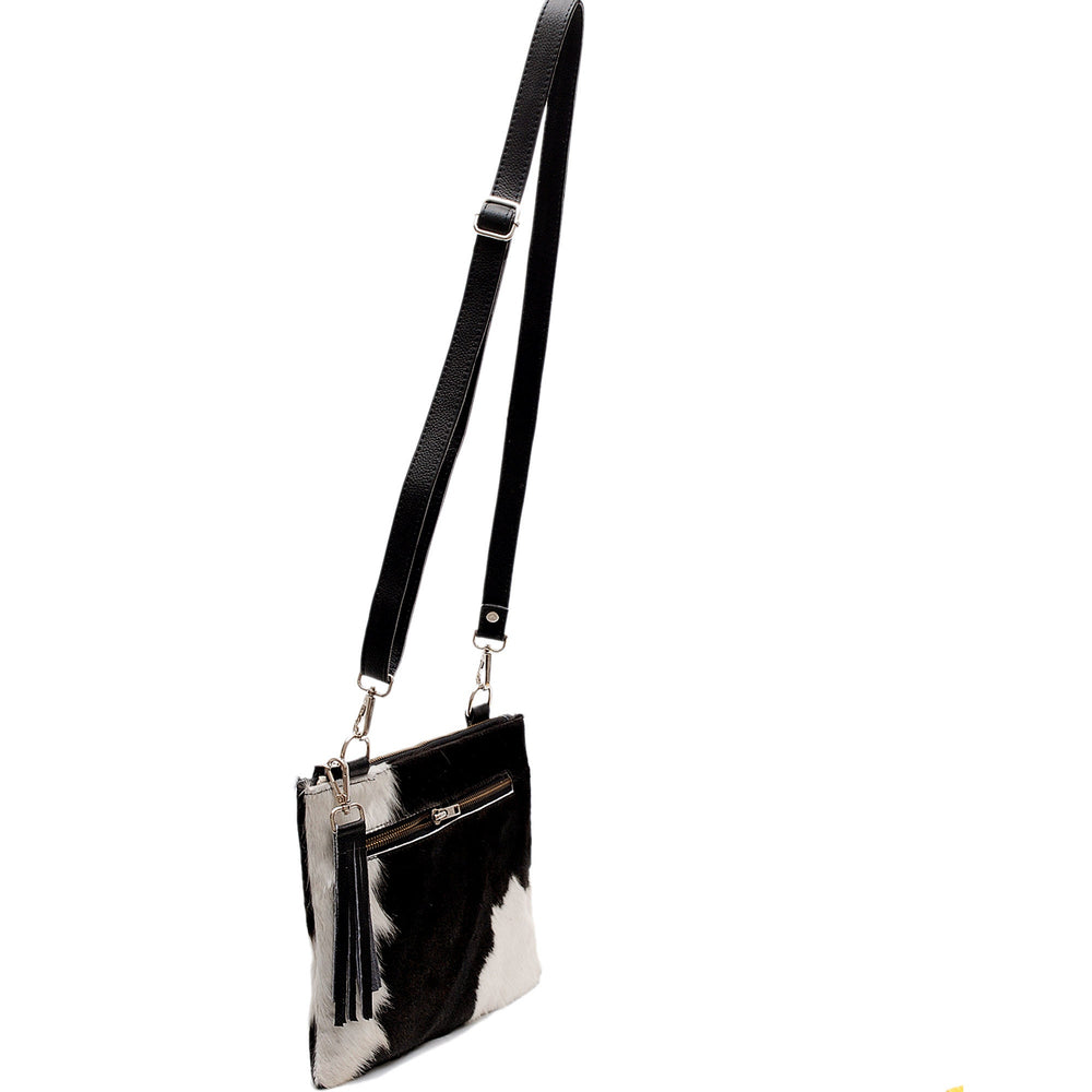 Luxurious Handcrafted Vegan Leather Handbag with Adjustable Strap and Gold Hardware - Unique Cowhide Design for a Stylish Evening Look - Celestial Leather Limited