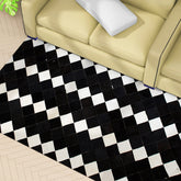 Luxurious Handmade Cowhide Patchwork Rug - Unique Natural Cow Skin Home Decor - Zig Zag Stitching - Genuine Leather Area Rug - Custom Sizes