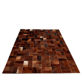 Handcrafted Cowhide Patchwork Rug with Zig Zag Stitching - Unique & Luxurious Home Decor Accent - Custom Sizes Available