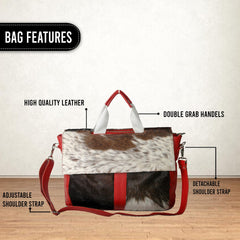 Stylish Cowhide Leather Laptop Bag Messenger Briefcase Animal Print Cowskin Hair on Bag - Sustainable Fashion with Unique Style