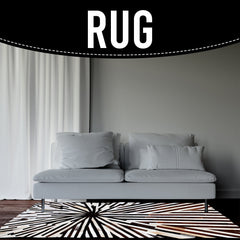 Luxurious Handmade Cowhide Patchwork Rug with Zig Zag Stitching - Unique Home Decor Accent - Custom Orders Available