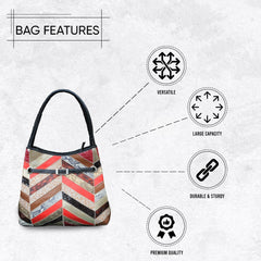 Handcrafted Multi-Colour Crocodile Print Leather Shoulder Bag with Distressed Enrichment and Unique Design