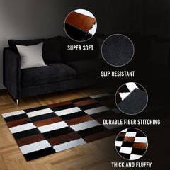 Handmade Genuine Cowhide Patchwork Rug with Zig Zag Stitching - Unique & Luxurious Area Rug for Home Décor - Custom Sizes Available - Celestial Leather Limited