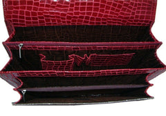 Stunning Black N White Cowhide Shoulder Bag with Red Crocodile Print Strap - Handmade Leather Bag with Celestial Leather Hide - Unique - Celestial Leather Limited