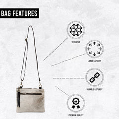 Luxurious Handcrafted Vegan Leather Cross Body Bag with Gold Hardware - Unique Natural Cowhide Pattern - Adjustable Strap - Perfect Gift for - Celestial Leather Limited