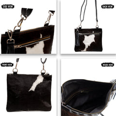 Luxurious Vegan Leather Handbag with Gold Hardware - Unique Cowhide Design, Adjustable Strap, Evening Bag - Handcrafted for Her - Celestial Leather Limited