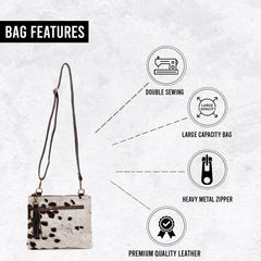 Elegant Vegan Leather Cross Body Bag with Gold Hardware - Unique Handcrafted Cowhide Handbag for Women - Adjustable Strap Evening Bag - Celestial Leather Limited