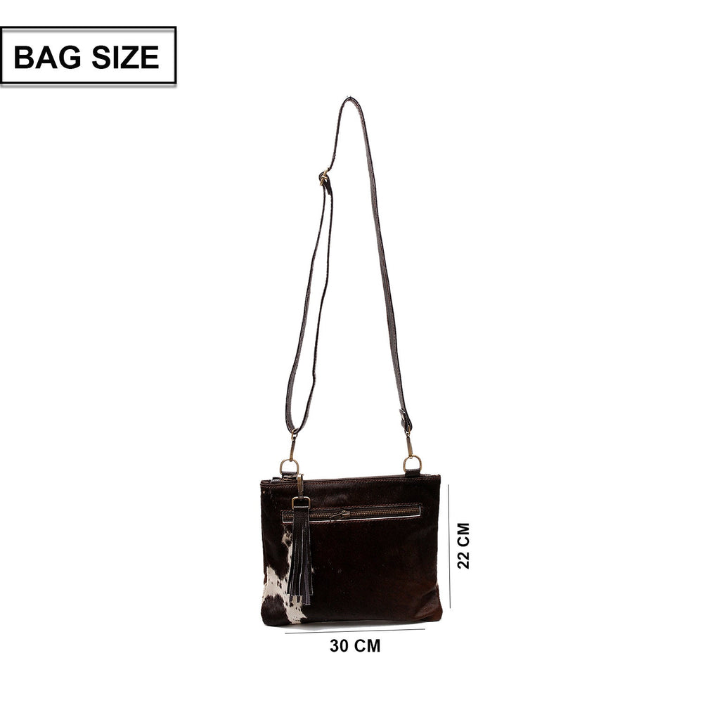 Elegant Vegan Leather Handbag with Gold Hardware-Unique Cowhide Markings for Women-Gorgeous Evening Bag with Adjustable Strap - Celestial Leather Limited