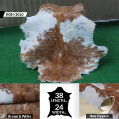 Luxury Brown & White Goat Hide Rug - Premium Hair-On Goat Skin Rug for Home Decor - Accent Pieces - Eco-Friendly and Hypoallergenic Rug - Celestial Leather Limited