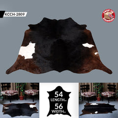 Luxurious Dark Brown & White Cowhide Rug | Hypoallergenic Animal Pattern Carpet | Large Size for Lounge | Non-Slip Suede Back | Non-Shedding - Celestial Leather Limited