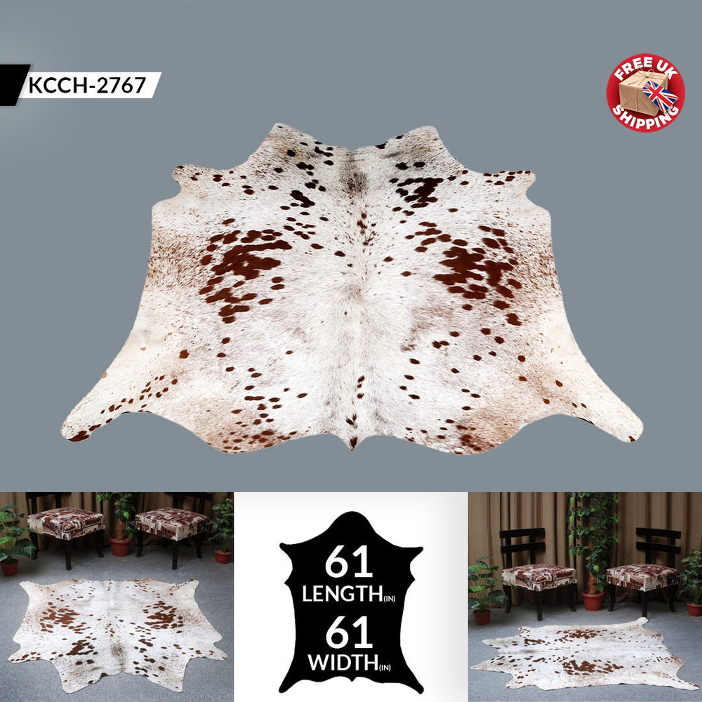 Luxury Brown & White Large Cowhide Rug Hypoallergenic Non-Slip Non-Shedding Soft Natural Hair Free Shipping Top Quality Rug - Celestial Leather Limited