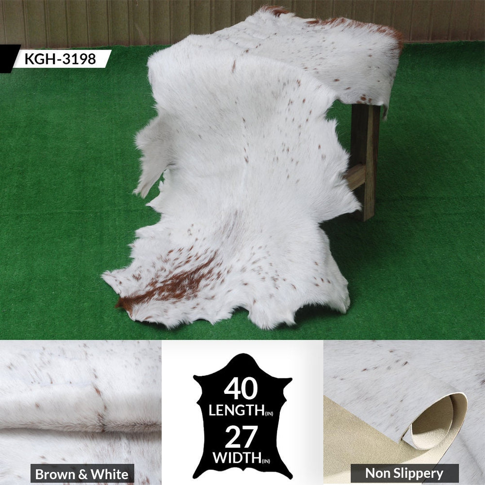 Luxurious Brown & White Goat Skin Rug | Handmade 100% Pure Goat Skin | Soft, Pet-Friendly, Non-Shedding | Eco-Friendly & Sustainable - Celestial Leather Limited