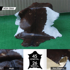 Luxurious Dark Brown & White Goat Skin Rug - Handmade Pure Goat Skin Floor Rugs for Stunning Natural Beauty & Eco-Friendly Charm - Celestial Leather Limited