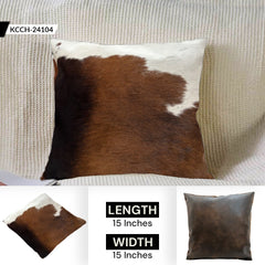 Stylish Black & White Genuine Cowhide Hair-on Leather Cushion Cover with Hidden Zipper - Eco-Friendly Rustic Home Decor - Handcrafted Design