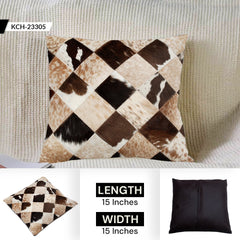 Stunning Multicolor Patchwork Cowhide Cushion Cover with Hypoallergenic Design-Includes Unique Animal Patterns & Soft Faux Leather Back - Celestial Leather Limited