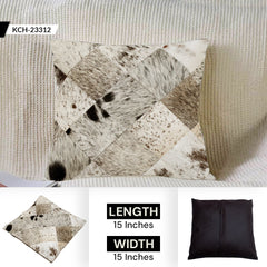 Handmade Multicolor Cowhide Patchwork Throw Pillow Cover - 100% Natural Hair on Leather with Unique Patterns in Tan, Cream, Brown, Black,