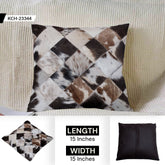 Luxurious Handmade Multicolor Patchwork Cowhide Cushion Cover - Unique Rustic Elegance for Home Décor