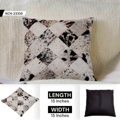 Luxurious Handmade Multicolor Patchwork Cowhide Cushion Cover with Hypoallergenic Design and Rustic Charm - Celestial Leather Limited