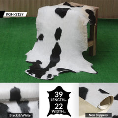 Luxury Black & White Genuine Goat Hide Rug - Premium Hair-On Goat Skin, Hypoallergenic, Non-Shedding, Eco-Friendly Décor for Modern Spaces - Celestial Leather Limited