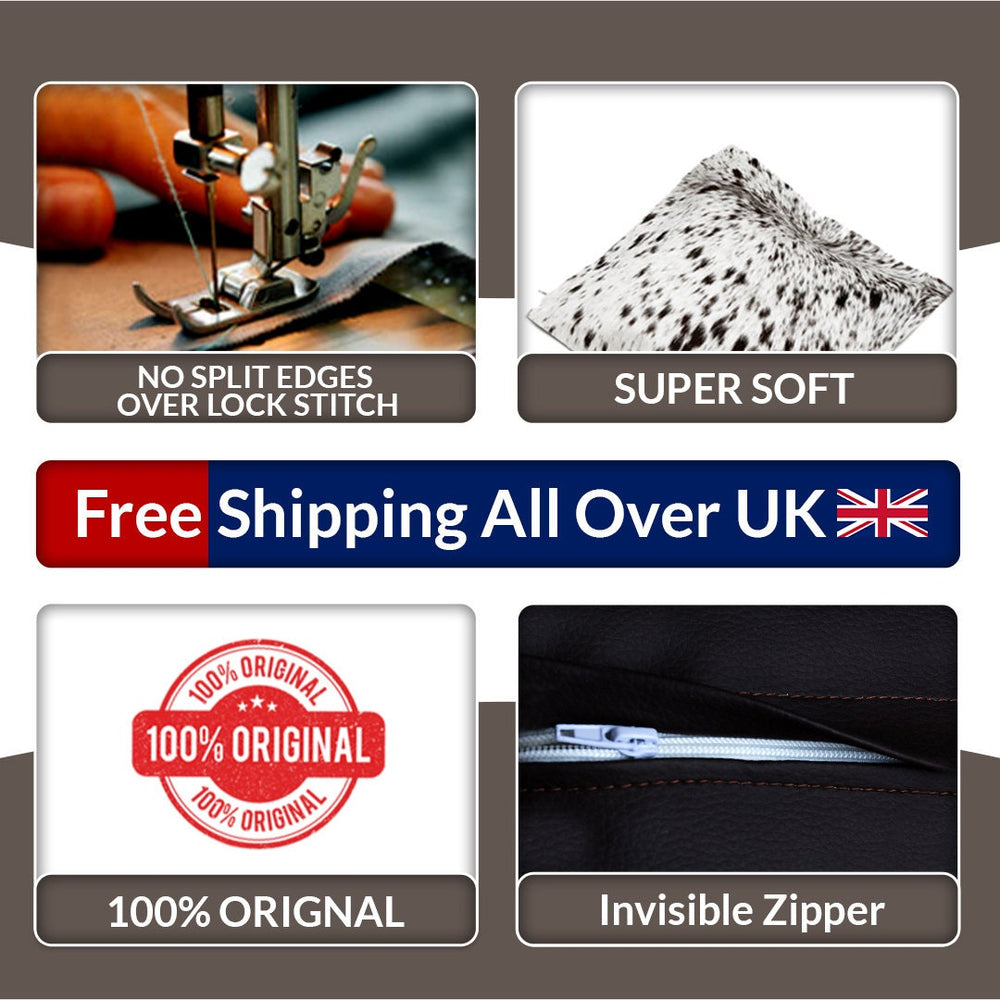 Elegant Handmade Brown & White Cowhide Cushion Cover - Rustic Chic Home Decor - Celestial Leather Limited