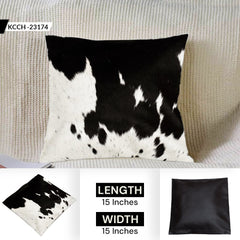 Luxury Handmade Brown & White Cowhide Cushion Cover with Animal Print - Faux Leather Back - Rustic Elegance for Home Décor - Celestial Leather Limited