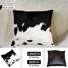 Luxurious Handmade Brown & White Cowhide Cushion Cover with Soft Faux Leather Back - Rustic Elegance for Sofa or Bed - Celestial Leather Limited