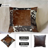 Luxury Multicolor Cowhide Patchwork Cushion Cover - Handmade Hypoallergenic Rustic Elegance - Natural Beauty - 100% Cowhide - Celestial Leather Limited