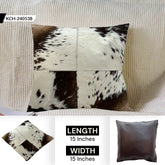 Handmade Multicolor Patchwork Cowhide Cushion Cover - Rustic Elegance for Home Décor - Celestial Leather Limited