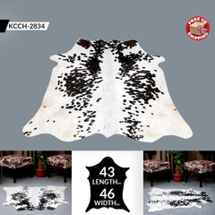 Luxurious Dark Brown & White Cowhide Rug - Small Animal Print Area Rug with Non-Slip Backing - Hypoallergenic Properties - Celestial Leather Limited