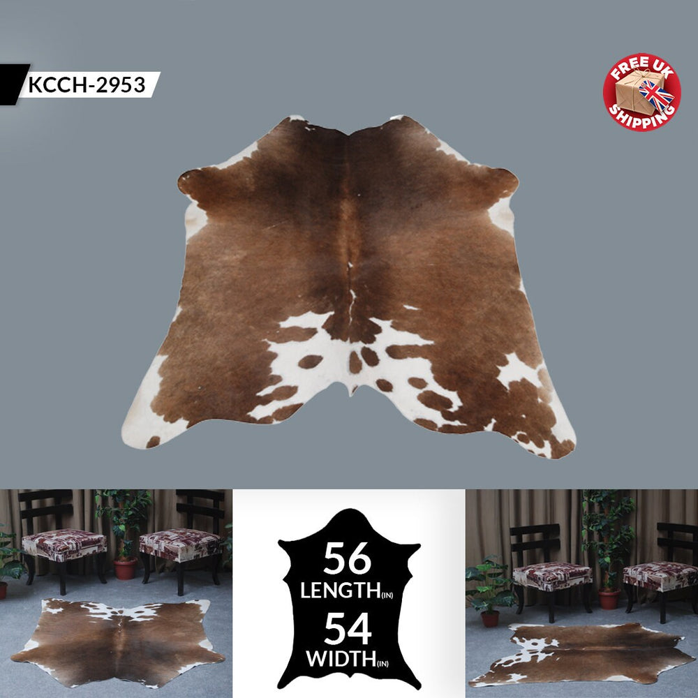 Luxurious Handselected Dark Brown & White Cowhide Rug for Bedroom Decor - Extra Large Hypoallergenic Non Slippery Area Rug - Free Shipping - Celestial Leather Limited