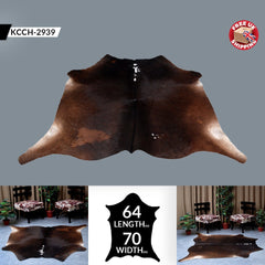 Luxurious XL Dark Brown Cowhide Rug with Hypoallergenic & Non-Slip Back - Hand selected Premium Hide for Elegant Décor - Celestial Leather Limited