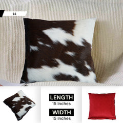 Luxury Handmade Cowhide Cushion Cover with Velvet Back - Animal Print Throw Pillow Case, Brown, Black, White Pattern - Celestial Leather Limited