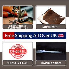 Luxury Handmade Cowhide Cushion Cover with Velvet Back - Animal Print Throw Pillow Case for Sofa, Bed or Armchair - Celestial Leather Limited