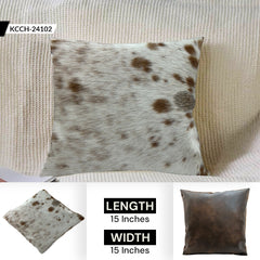 Luxurious Black & White Cowhide Cushion Cover - Hair-on Hide Leather, Rustic Décor, Eco-Friendly, Durable, Versatile - Hidden Zipper