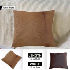Luxurious Handmade Brown and White Cowhide Accent Cushion Cover for Sofa - Unique Pattern, Genuine Leather, Hidden Zipper - Western Modern - Celestial Leather Limited