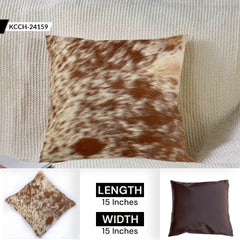 Luxurious Brown & White Cowhide Cushion Cover - Genuine Leather Hairy Animal Skin Exotic Home Decor - Eco-Friendly Rustic Style