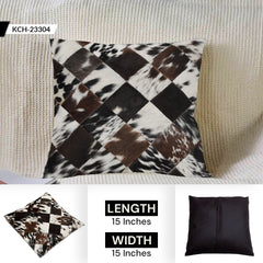Stunning Multicolor Patchwork Cowhide Cushion Cover with Hypoallergenic Design-Includes Unique Animal Patterns & Soft Faux Leather Back - Celestial Leather Limited