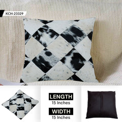 Luxurious Handmade Multicolor Patchwork Cowhide Cushion Cover for Natural Elegance & Rustic Charm - Celestial Leather Limited