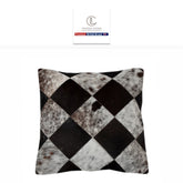 Luxurious Multicolor Patchwork Cowhide Cushion Cover with Non-Shedding Hair for Sofa - Handmade Rustic Elegance and Natural Beauty