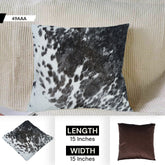 Handmade Luxury Cowhide Cushion Cover with Velvet Back - Animal Print Throw Pillow Case for Rustic Elegance - Celestial Leather Limited