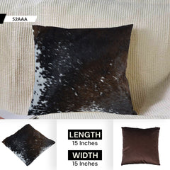 Handmade Luxury Cowhide Cushion Cover with Velvet Back - Animal Print Throw Pillow Case for Rustic Elegance - Celestial Leather Limited