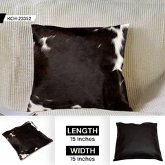 Luxurious Brown and White Cowhide Cushion Cover - Handmade Hair On Leather Pillowcase with Unique Animal Patterns and Faux Leather Back