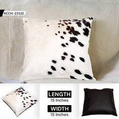 Luxury Brown & White Cowhide Cushion Cover with Animal Print - Handmade Rustic Elegance for Home Décor