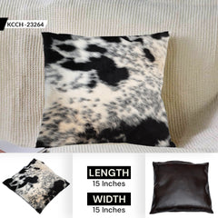 Rustic Elegance Handmade Brown & White Cowhide Cushion Cover | Luxurious Hair-On Leather Pillow Cover | Unique Animal Patterns | Natural