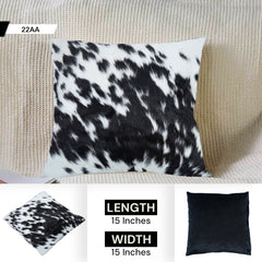 Luxurious Handmade Cowhide Accent Cushion Cover with Soft Velvet Back - Rustic Decorative Pillow Case - Celestial Leather Limited