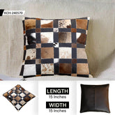 Handmade Multicolor Cowhide Patchwork Cushion Cover - Rustic Luxury Hypoallergenic Home Decor - Celestial Leather Limited